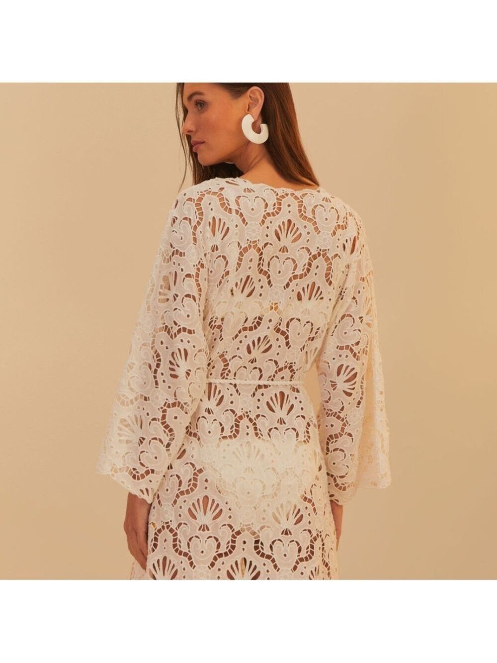 Farm Rio White Seashell Eyelet Mini Dress - Picture 8 of 8